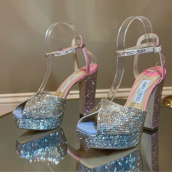 Jimmy Choo Sacaria 120 Crystal Embellished Platform Heeled Sandals size 37 - Picture 5 of 17